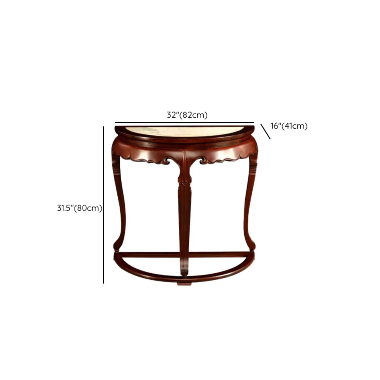 Classic Mahogany Half-Moon Wood Entryway Console Table