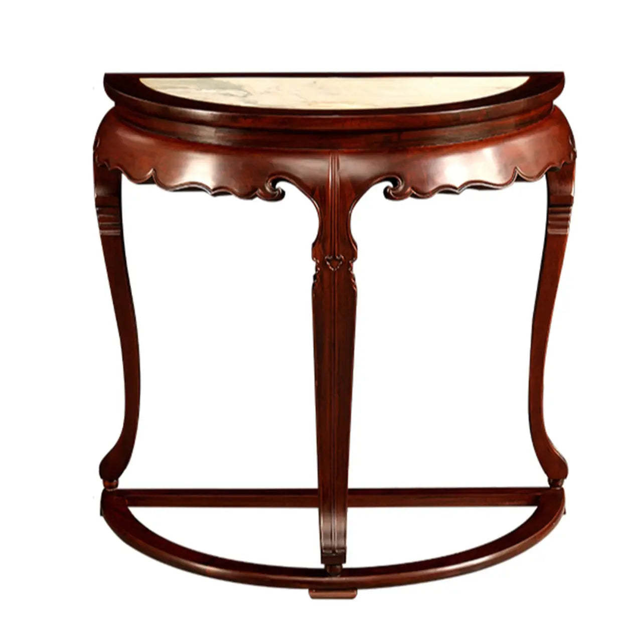 Classic Mahogany Half-Moon Wood Entryway Console Table — Wood
