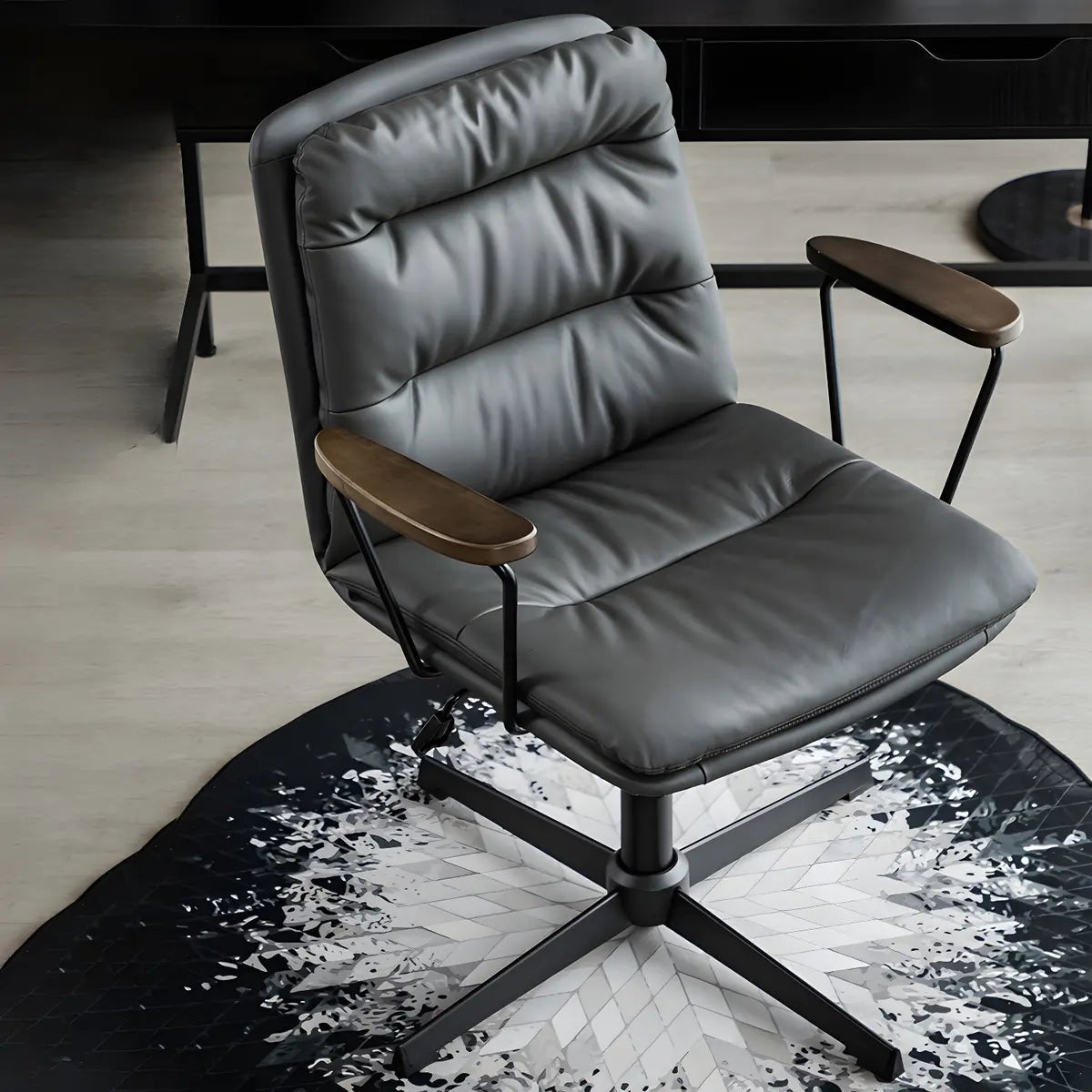 Classic Black Leather Adjustable Ergonomic Office Chair — 1 Piece / Black / Casters Included
