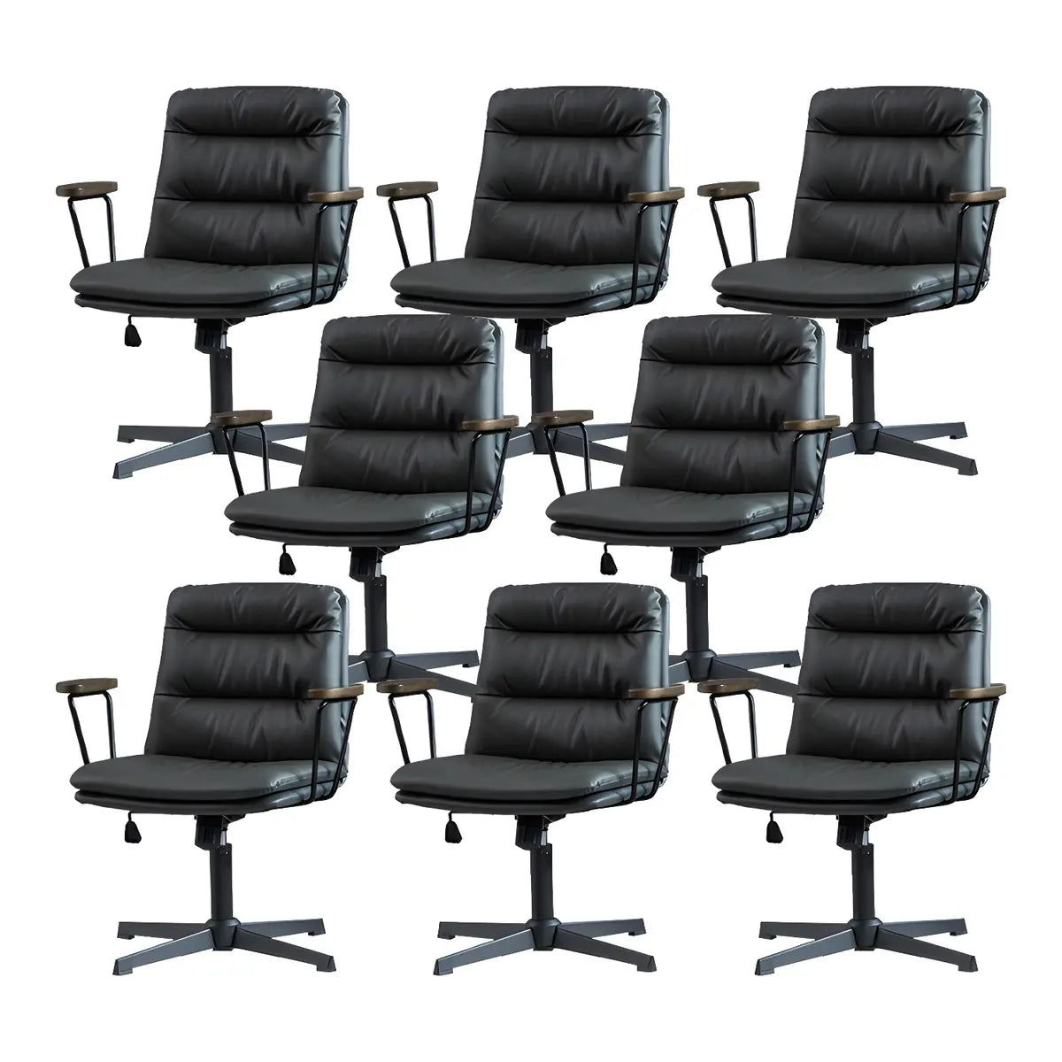 Classic Black Leather Adjustable Ergonomic Office Chair — 1 Piece / Khaki / Casters Not Included