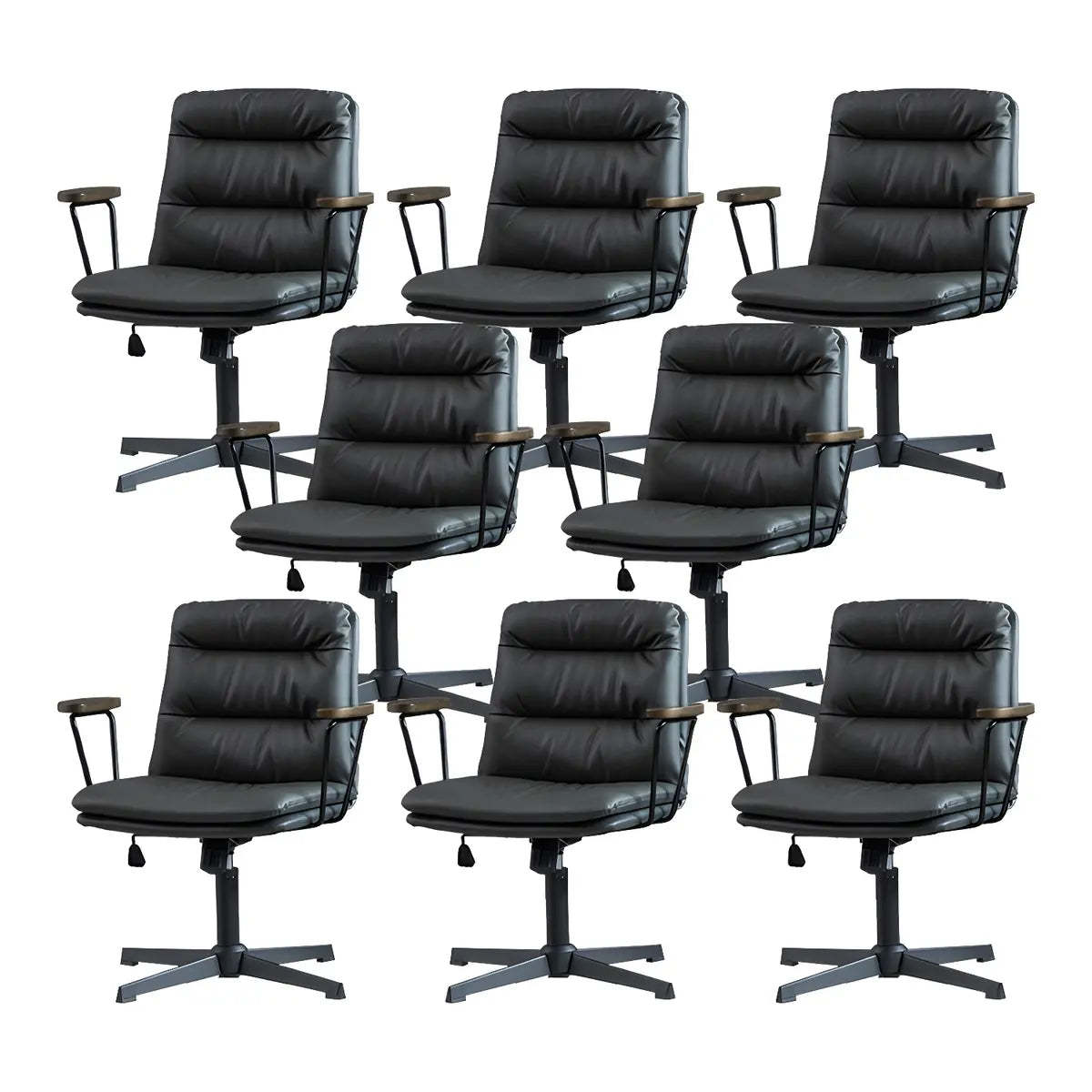 Classic Black Leather Adjustable Ergonomic Office Chair — 1 Piece / Khaki / Casters Not Included