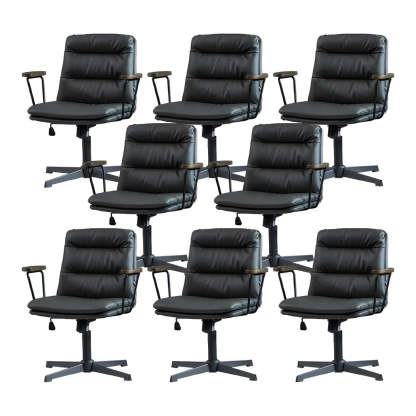 Classic Black Leather Adjustable Ergonomic Office Chair — 1 Piece / Khaki / Casters Not Included