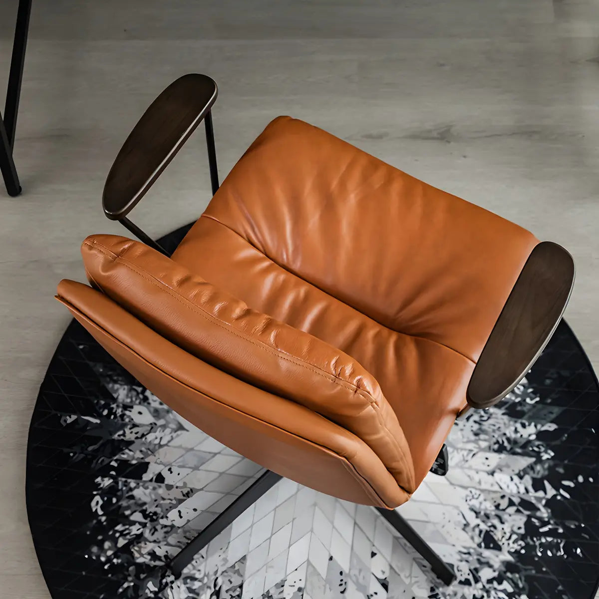 Classic Black Leather Adjustable Ergonomic Office Chair — 1 Piece / Orange / Casters Included