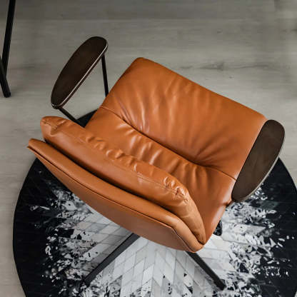 Classic Black Leather Adjustable Ergonomic Office Chair — 1 Piece / Orange / Casters Included