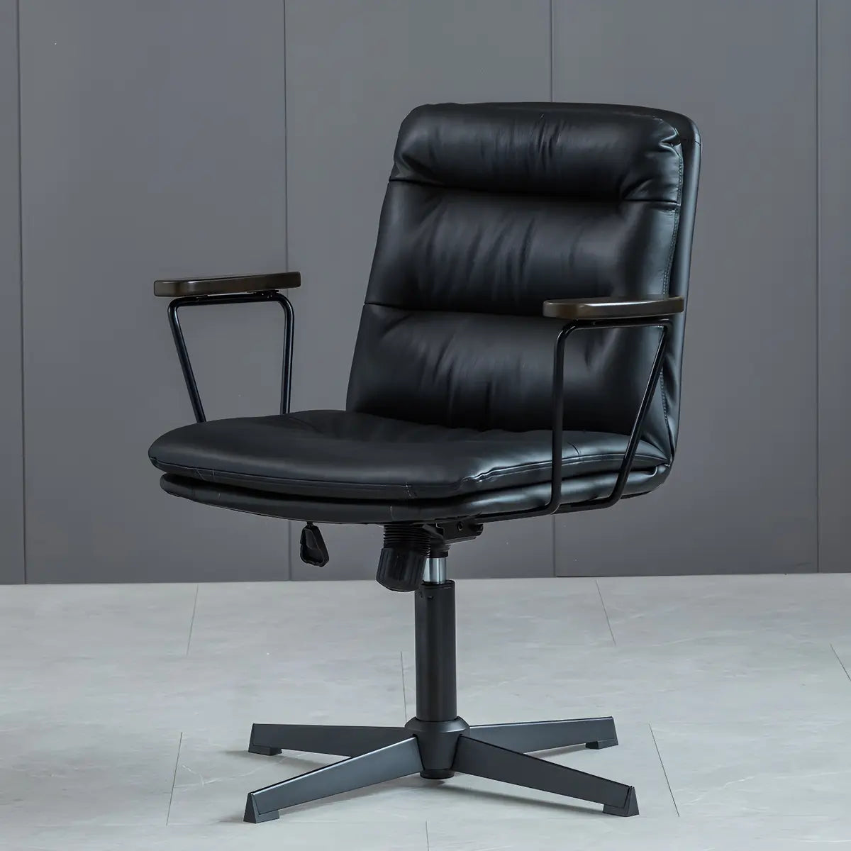 Classic Black Leather Adjustable Ergonomic Office Chair — 1 Piece / Orange / Casters Not Included