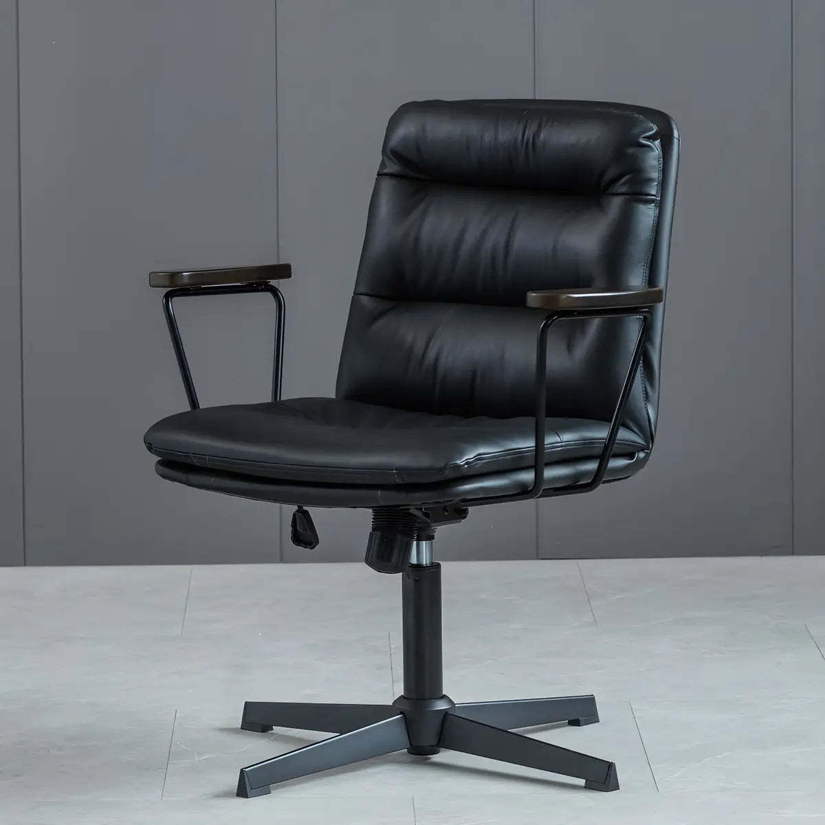 Classic Black Leather Adjustable Ergonomic Office Chair — 1 Piece / Orange / Casters Not Included