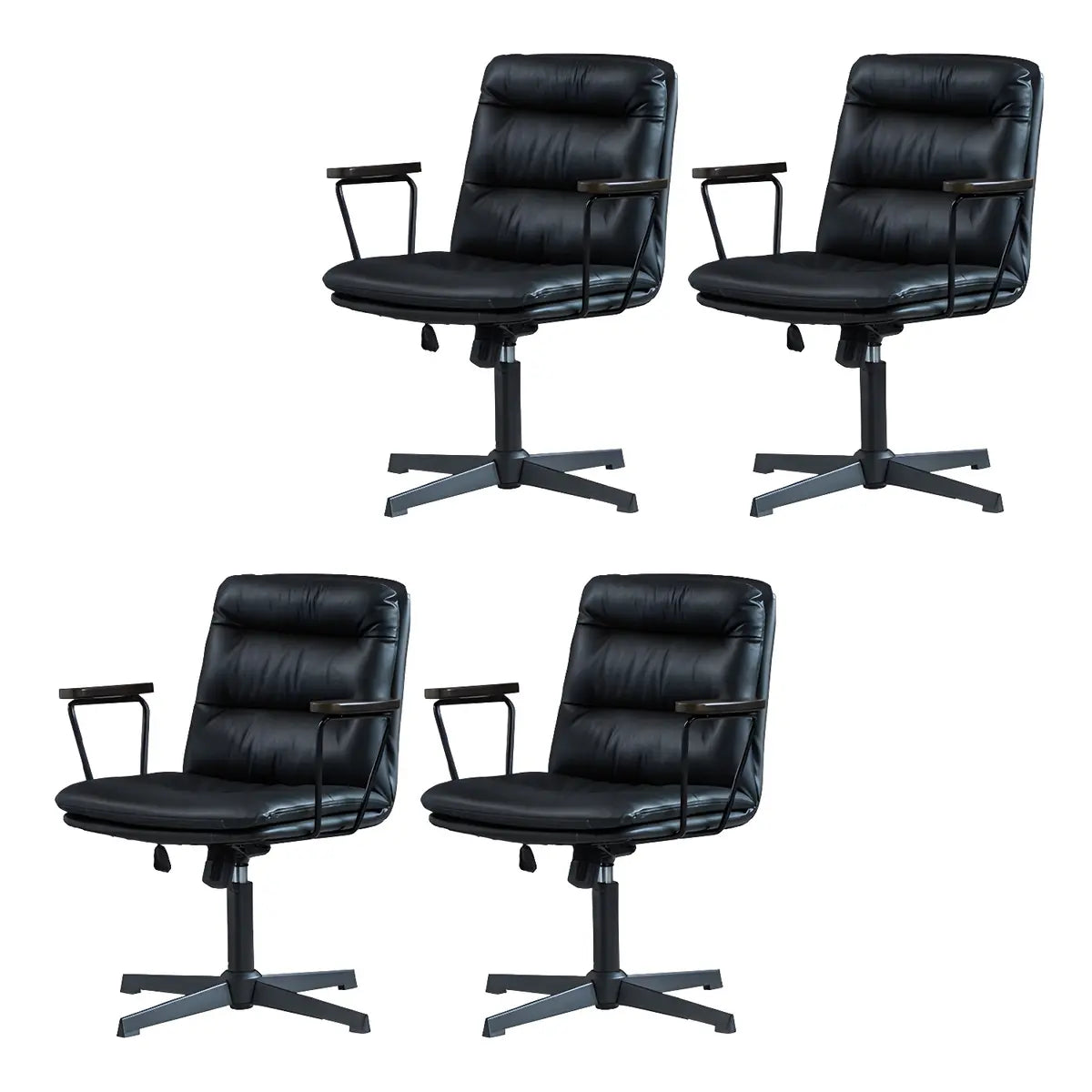 Classic Black Leather Adjustable Ergonomic Office Chair — 2 Piece Set / Brown / Casters Included