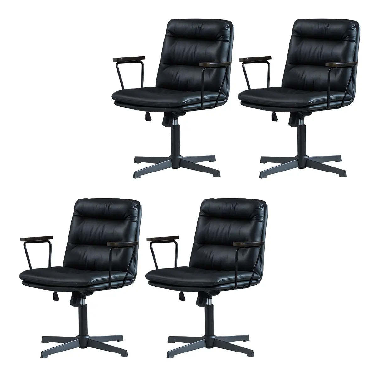 Classic Black Leather Adjustable Ergonomic Office Chair — 2 Piece Set / Brown / Casters Included