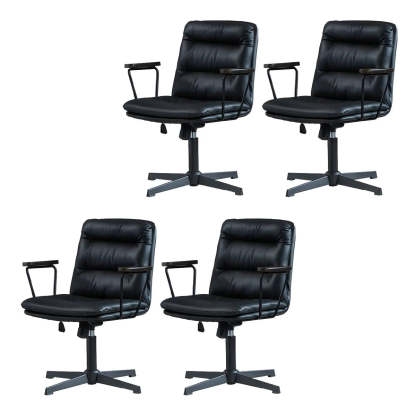 Classic Black Leather Adjustable Ergonomic Office Chair — 2 Piece Set / Brown / Casters Included