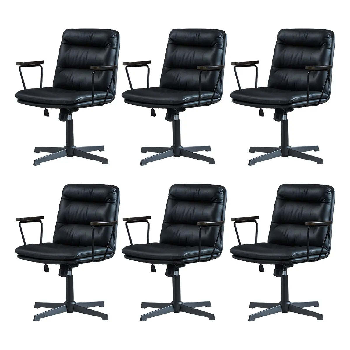 Classic Black Leather Adjustable Ergonomic Office Chair — 2 Piece Set / Coffee / Casters Not Included