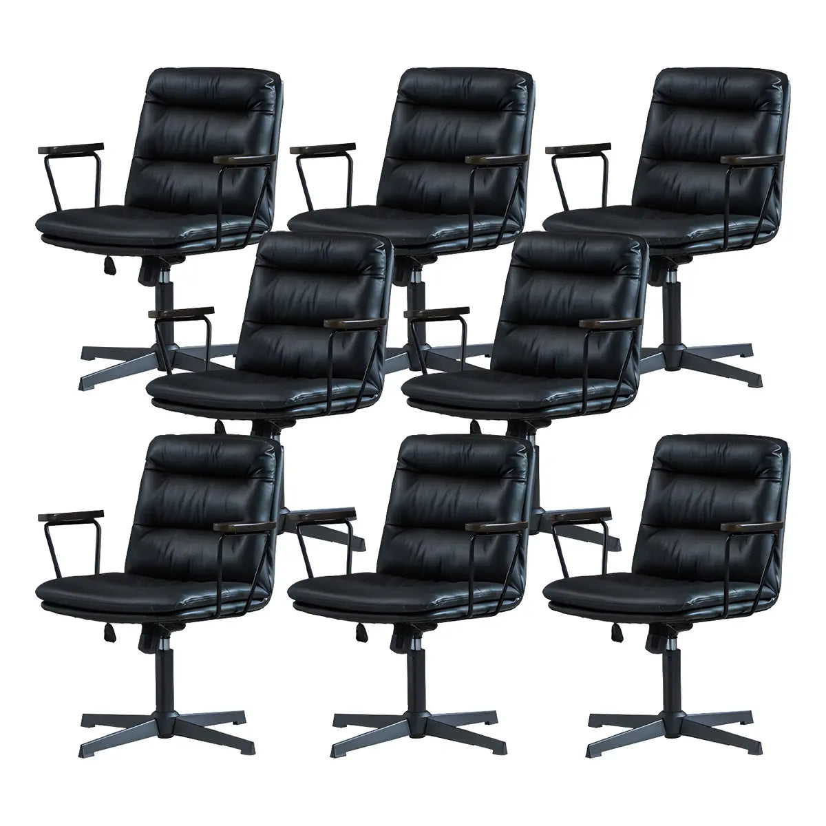Classic Black Leather Adjustable Ergonomic Office Chair — 2 Piece Set / Grey / Casters Included