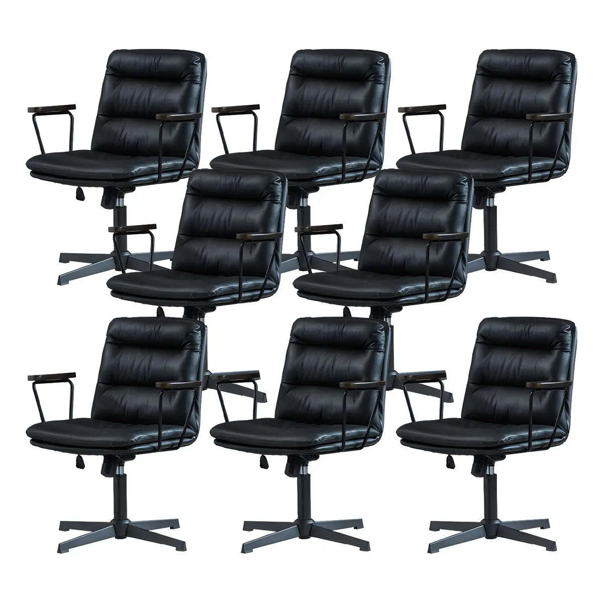 Classic Black Leather Adjustable Ergonomic Office Chair — 2 Piece Set / Grey / Casters Included