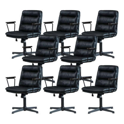 Classic Black Leather Adjustable Ergonomic Office Chair — 2 Piece Set / Grey / Casters Included