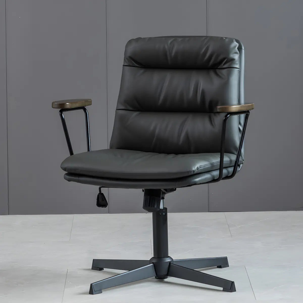 Classic Black Leather Adjustable Ergonomic Office Chair — 1 Piece / Black / Casters Not Included