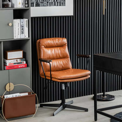 Classic Black Leather Adjustable Ergonomic Office Chair — 2 Piece Set / Grey / Casters Not Included