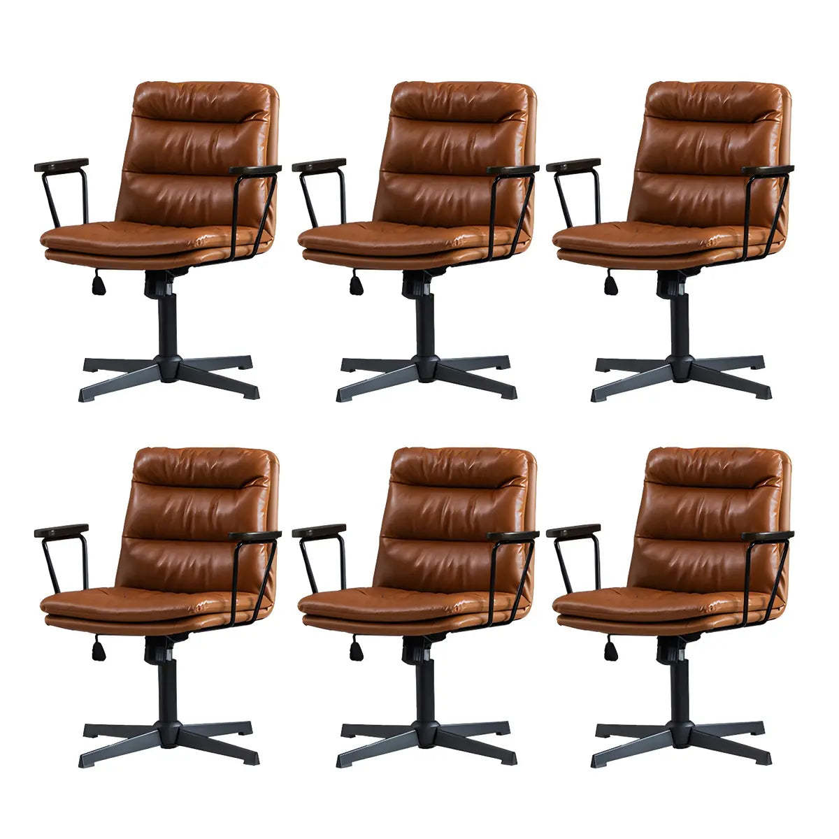 Classic Black Leather Adjustable Ergonomic Office Chair — 2 Piece Set / Orange / Casters Not Included