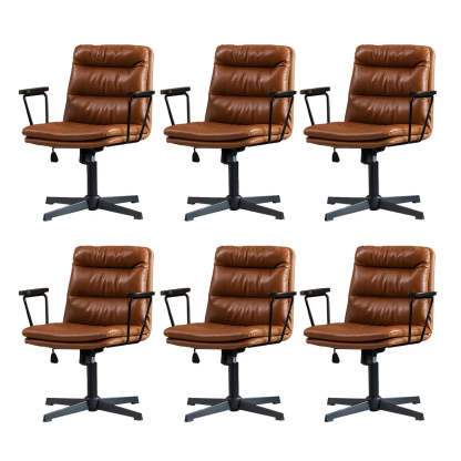 Classic Black Leather Adjustable Ergonomic Office Chair — 2 Piece Set / Orange / Casters Not Included