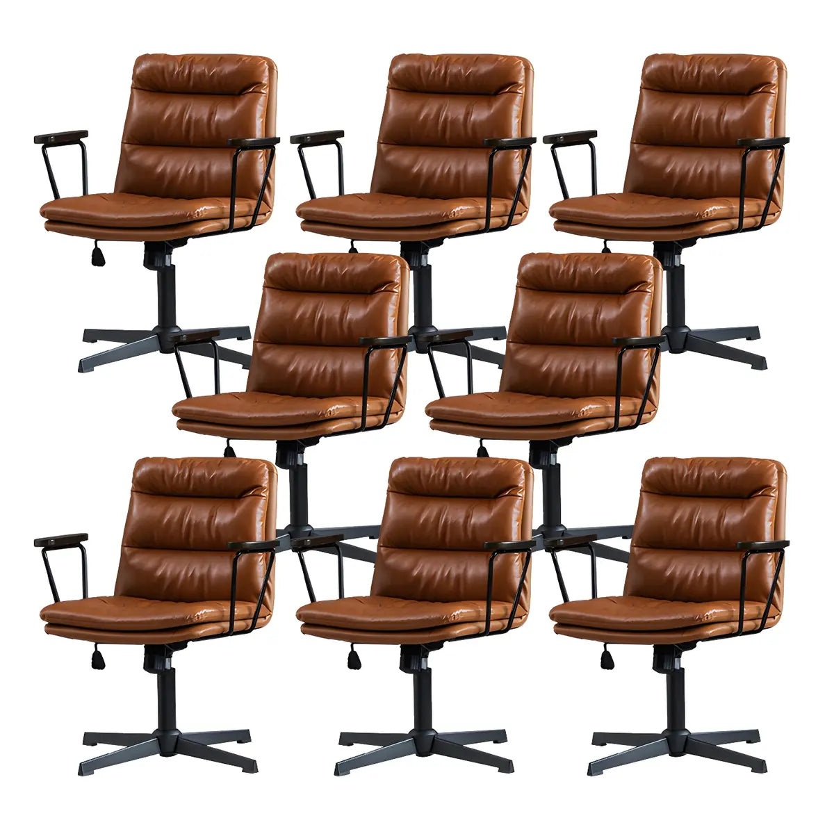 Classic Black Leather Adjustable Ergonomic Office Chair — 4 Piece Set / Black / Casters Included