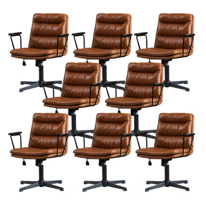 Classic Black Leather Adjustable Ergonomic Office Chair — 4 Piece Set / Black / Casters Included