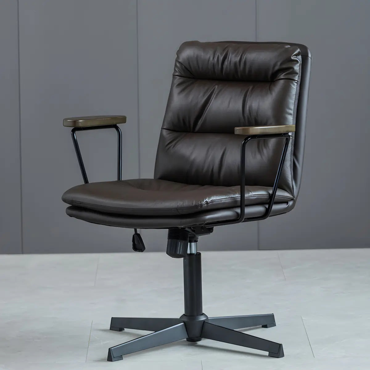 Classic Black Leather Adjustable Ergonomic Office Chair — 4 Piece Set / Black / Casters Not Included