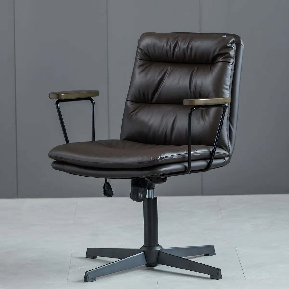 Classic Black Leather Adjustable Ergonomic Office Chair — 4 Piece Set / Black / Casters Not Included