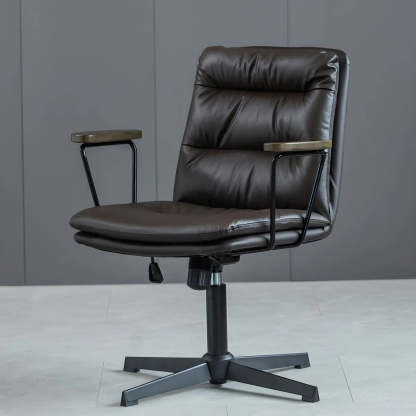 Classic Black Leather Adjustable Ergonomic Office Chair — 4 Piece Set / Black / Casters Not Included