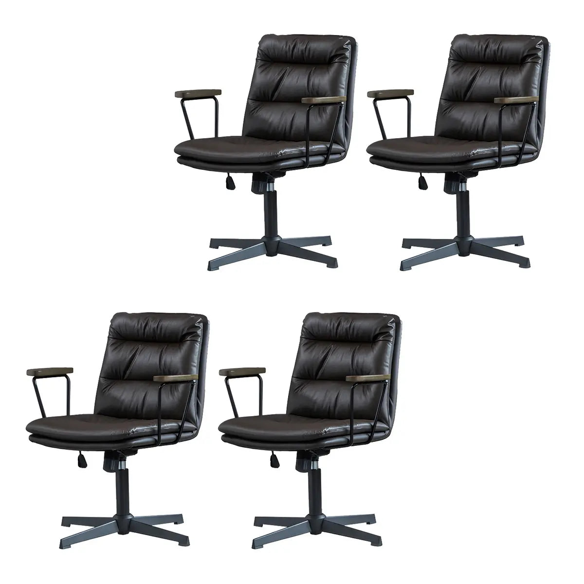 Classic Black Leather Adjustable Ergonomic Office Chair — 4 Piece Set / Brown / Casters Not Included