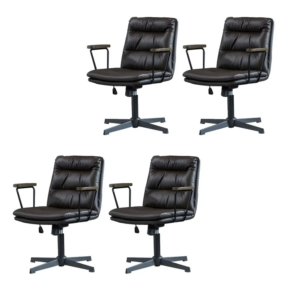 Classic Black Leather Adjustable Ergonomic Office Chair — 4 Piece Set / Brown / Casters Not Included