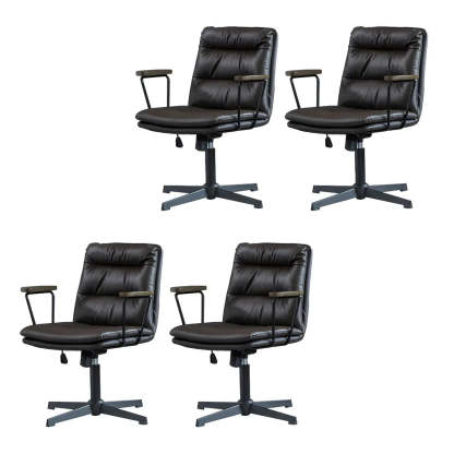 Classic Black Leather Adjustable Ergonomic Office Chair — 4 Piece Set / Brown / Casters Not Included