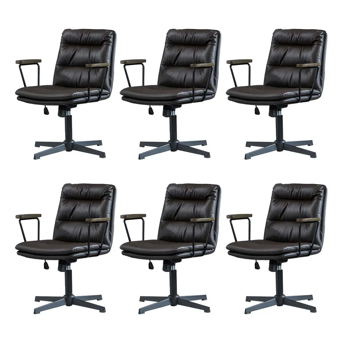 Classic Black Leather Adjustable Ergonomic Office Chair — 4 Piece Set / Coffee / Casters Included