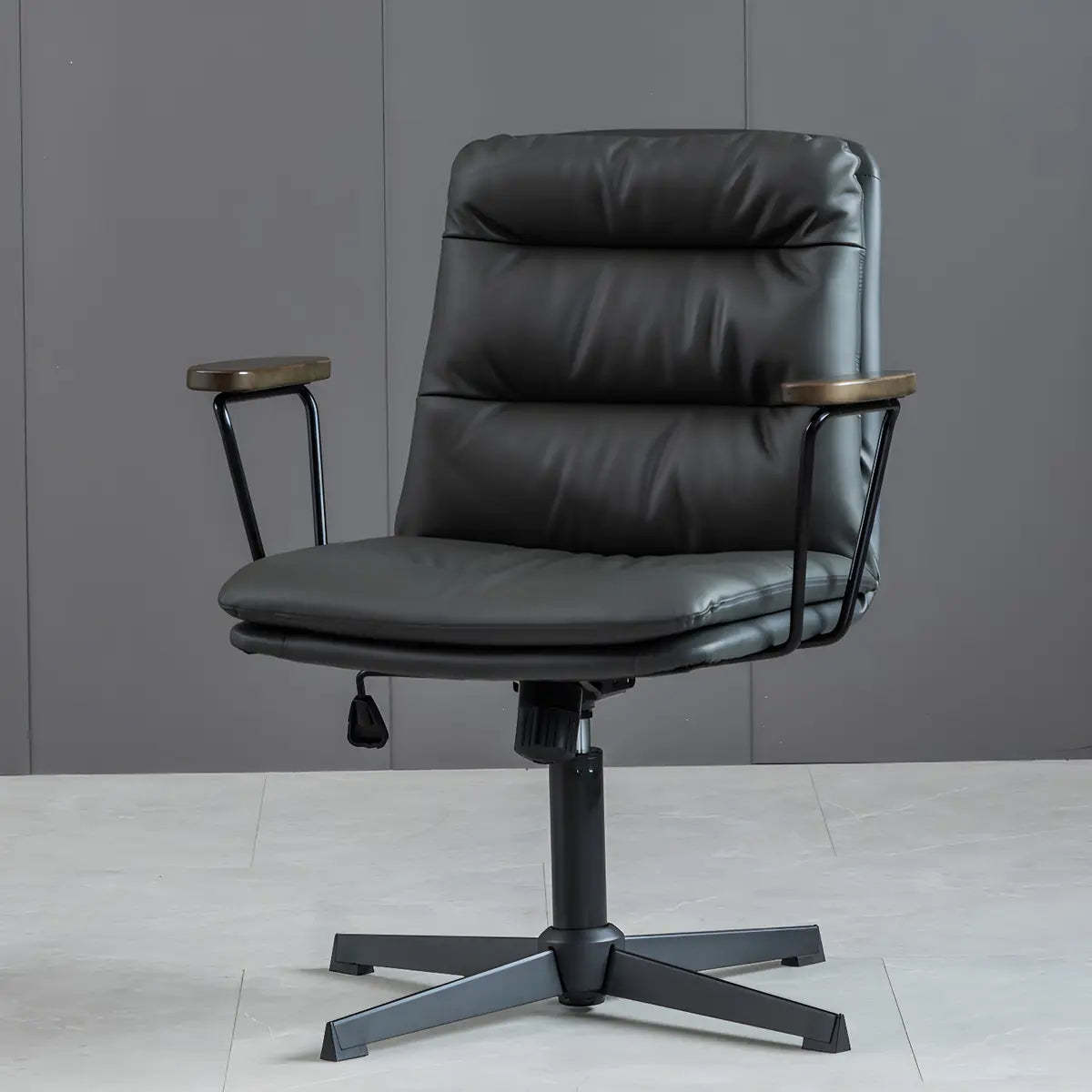 Classic Black Leather Adjustable Ergonomic Office Chair — 1 Piece / Black / Casters Not Included