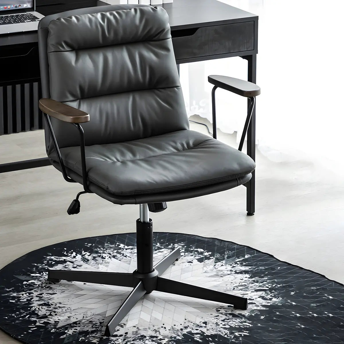 Classic Black Leather Adjustable Ergonomic Office Chair — 1 Piece / Brown / Casters Included