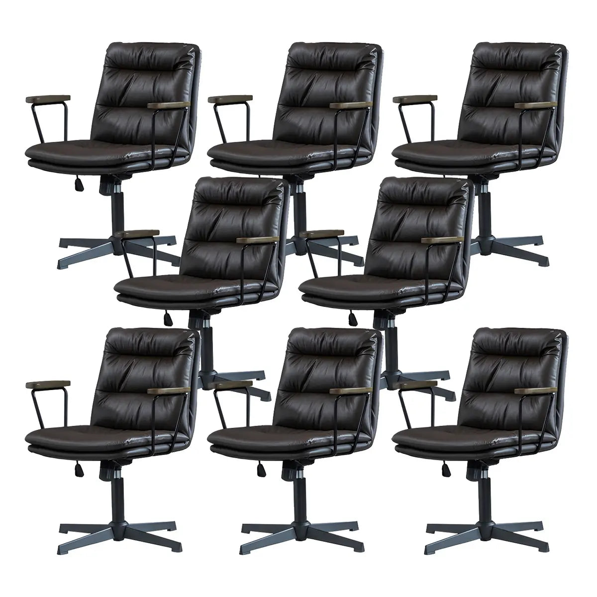 Classic Black Leather Adjustable Ergonomic Office Chair — 4 Piece Set / Coffee / Casters Not Included