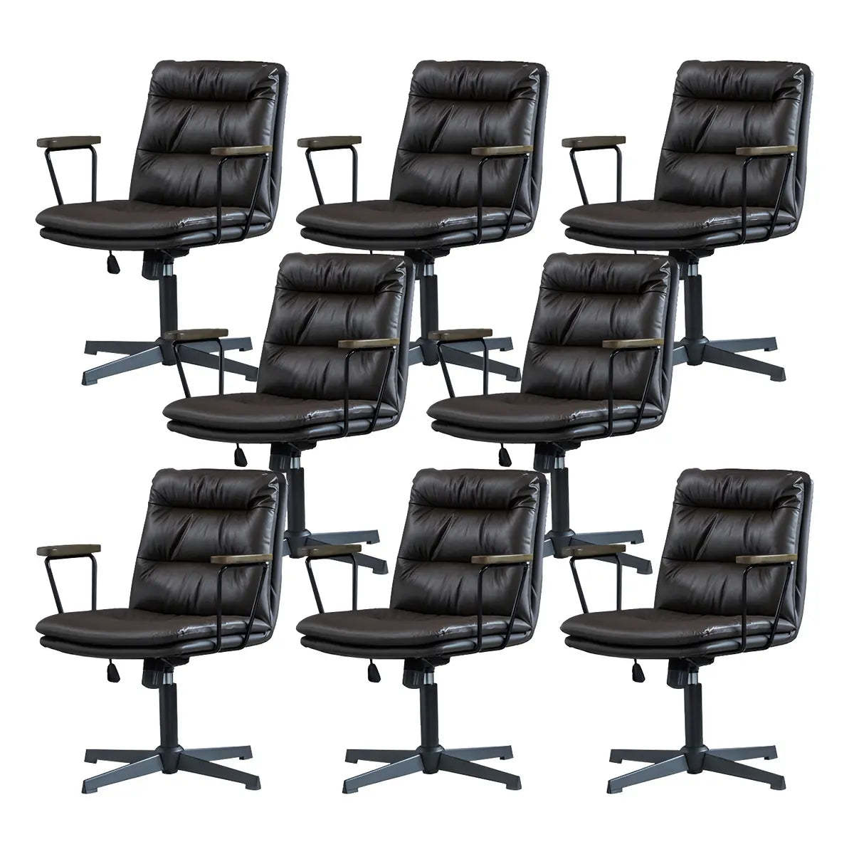 Classic Black Leather Adjustable Ergonomic Office Chair — 4 Piece Set / Coffee / Casters Not Included
