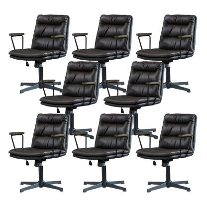 Classic Black Leather Adjustable Ergonomic Office Chair — 4 Piece Set / Coffee / Casters Not Included