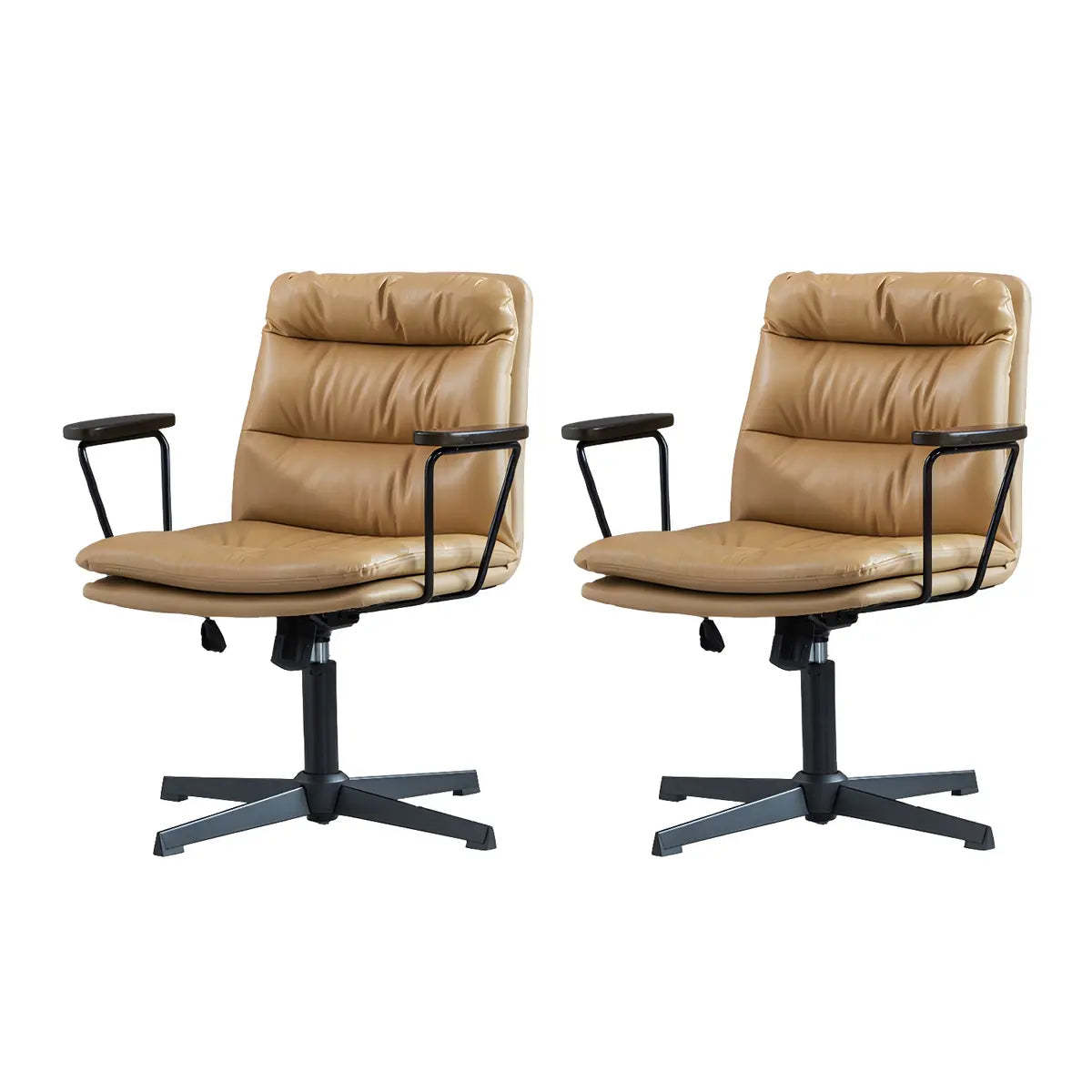 Classic Black Leather Adjustable Ergonomic Office Chair — 4 Piece Set / Grey / Casters Not Included