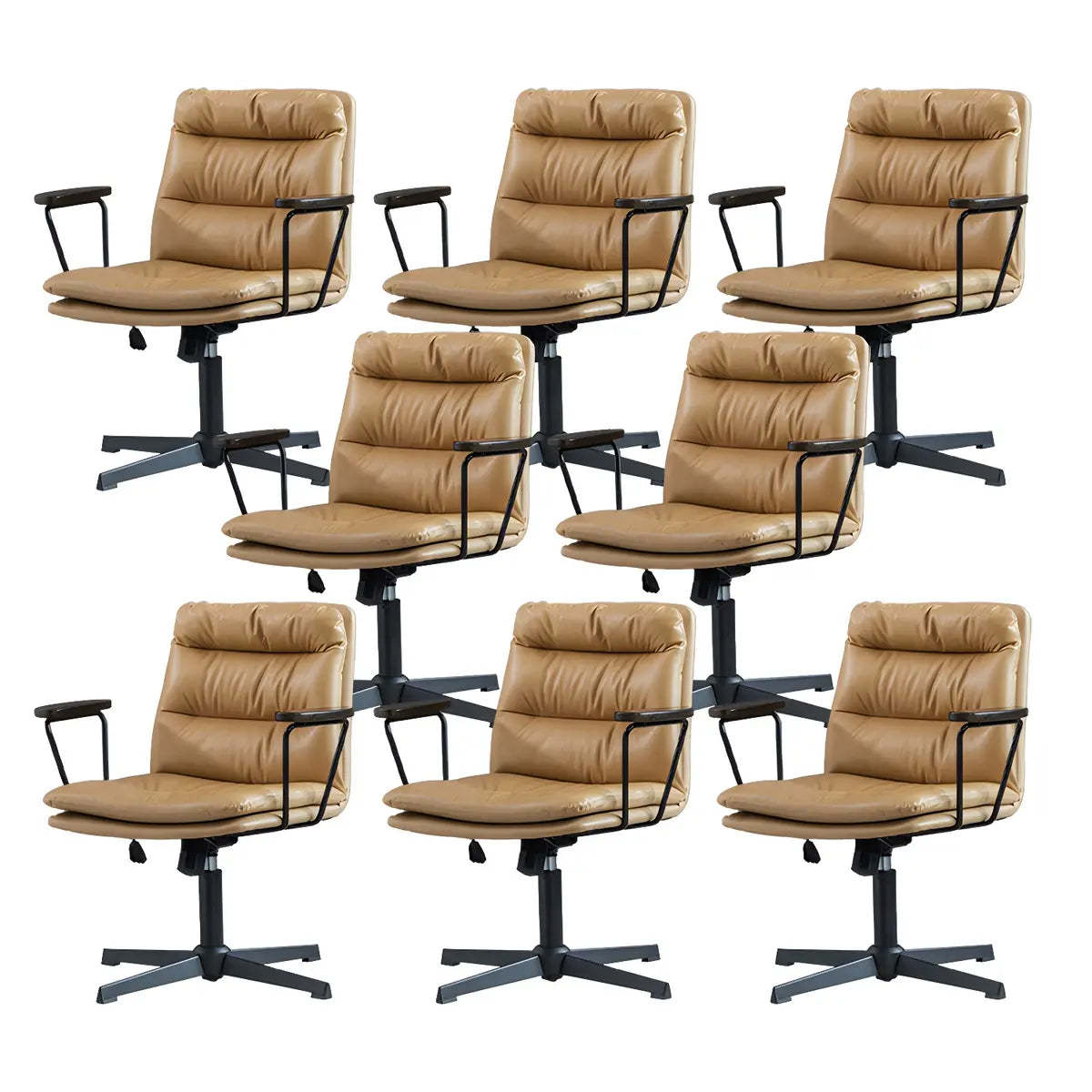 Classic Black Leather Adjustable Ergonomic Office Chair — 4 Piece Set / Orange / Casters Included