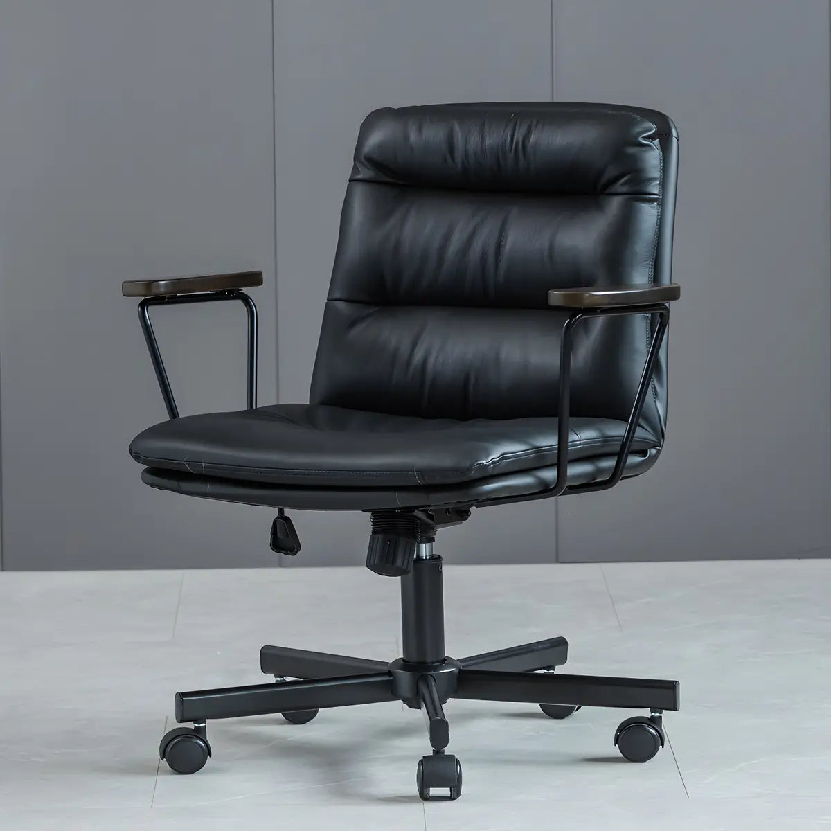 Classic Black Leather Adjustable Ergonomic Office Chair — 4 Piece Set / Orange / Casters Not Included