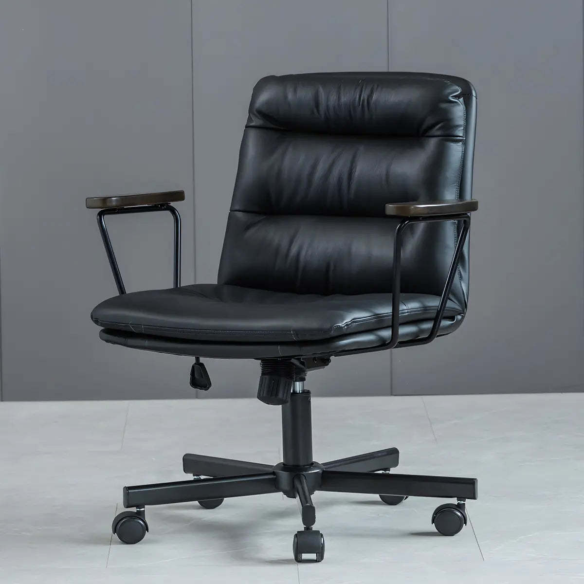 Classic Black Leather Adjustable Ergonomic Office Chair — 4 Piece Set / Orange / Casters Not Included