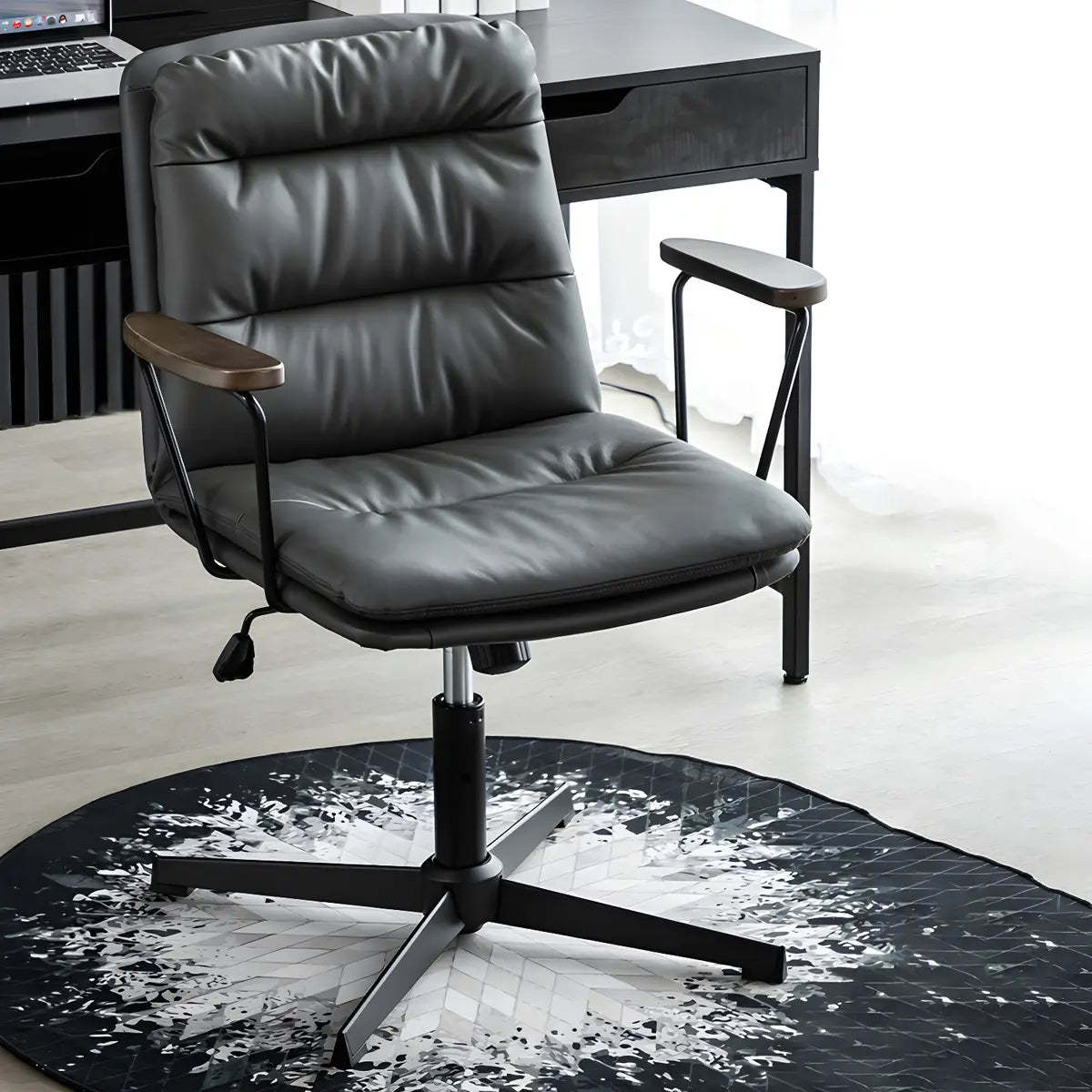 Classic Black Leather Adjustable Ergonomic Office Chair — 1 Piece / Brown / Casters Included