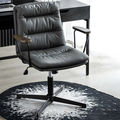 Classic Black Leather Adjustable Ergonomic Office Chair — 1 Piece / Brown / Casters Included