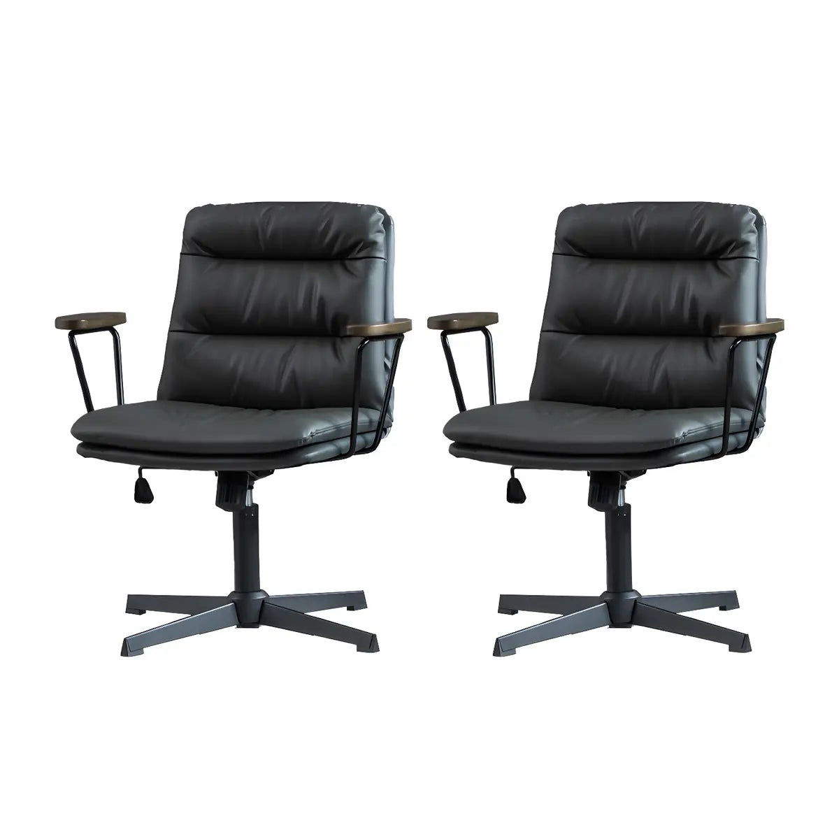 Classic Black Leather Adjustable Ergonomic Office Chair — 1 Piece / Brown / Casters Not Included