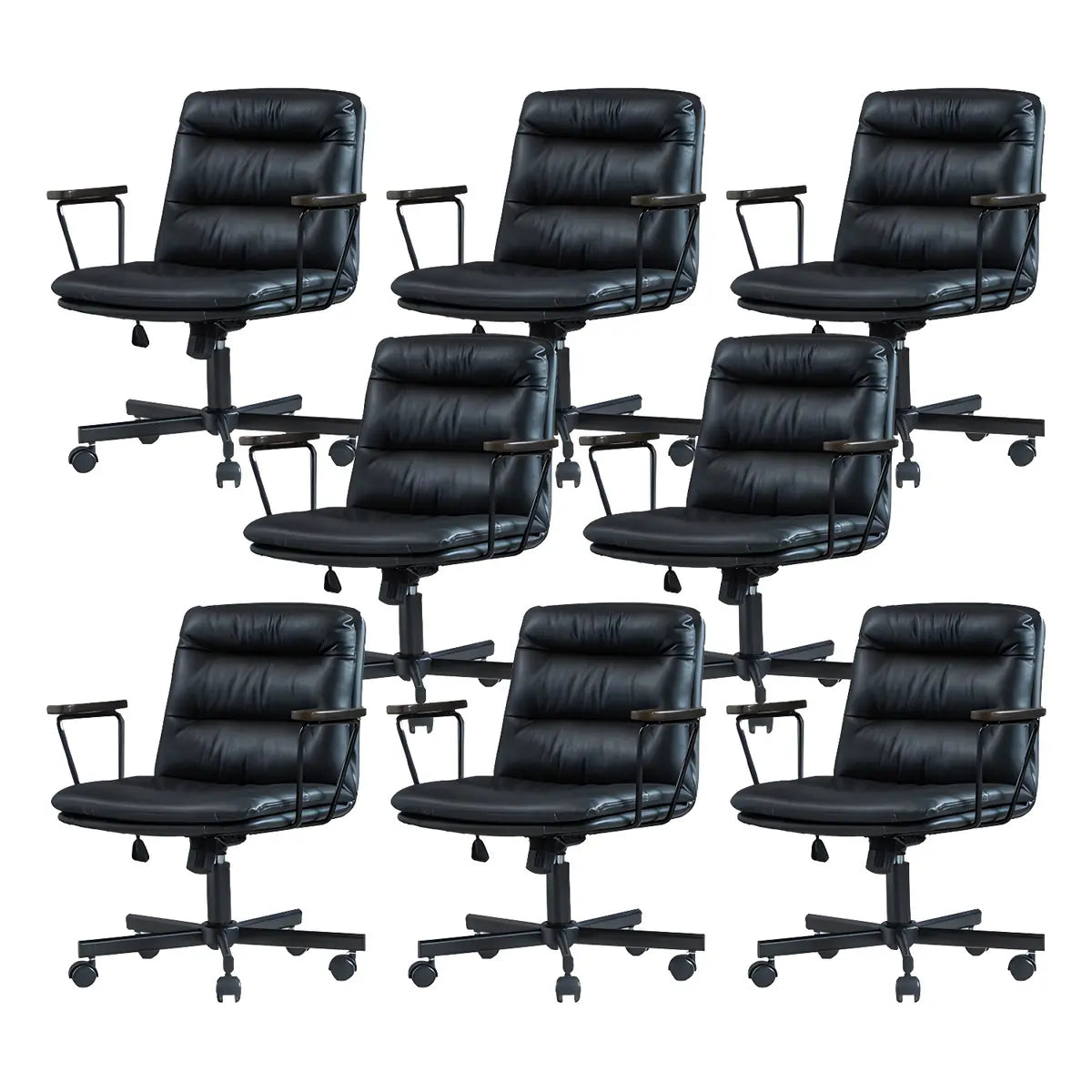 Classic Black Leather Adjustable Ergonomic Office Chair — 6 Piece Set / Brown / Casters Not Included