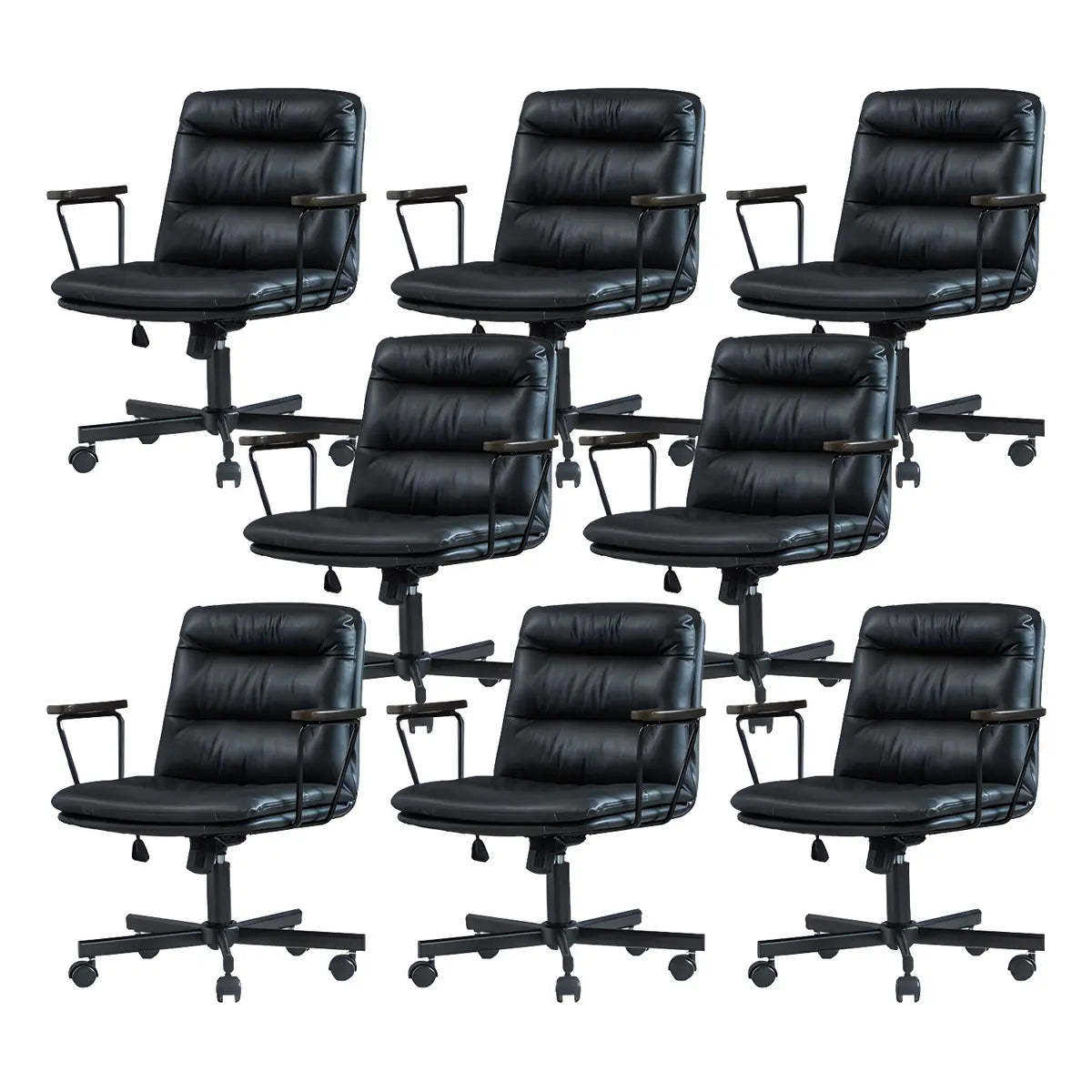Classic Black Leather Adjustable Ergonomic Office Chair — 6 Piece Set / Brown / Casters Not Included