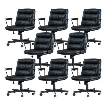Classic Black Leather Adjustable Ergonomic Office Chair — 6 Piece Set / Brown / Casters Not Included