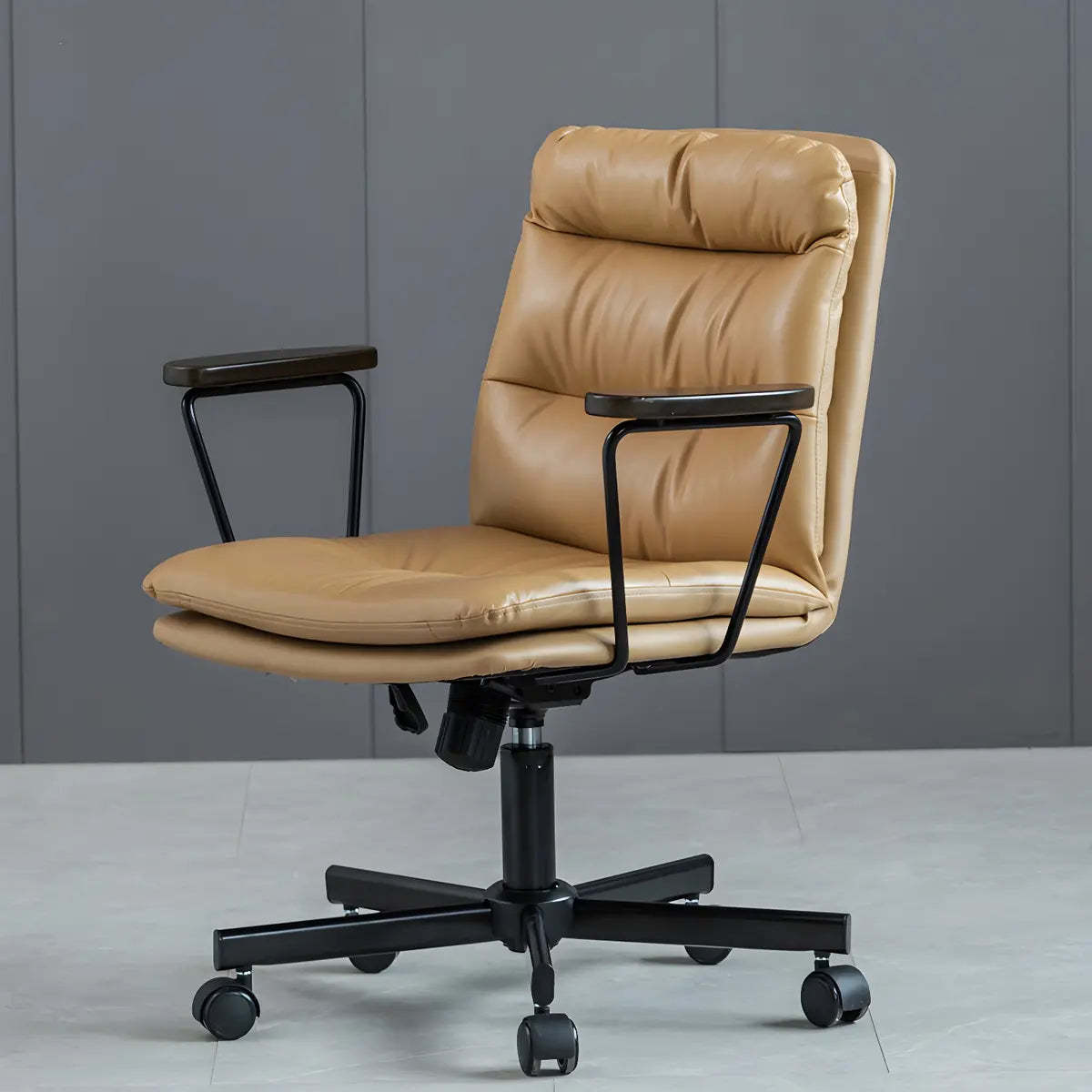 Classic Black Leather Adjustable Ergonomic Office Chair — 6 Piece Set / Coffee / Casters Included
