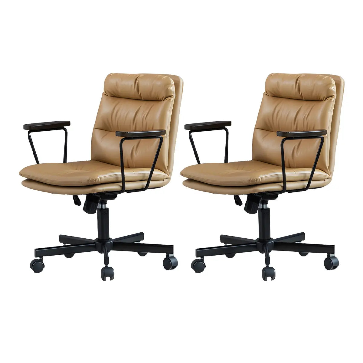 Classic Black Leather Adjustable Ergonomic Office Chair — 6 Piece Set / Coffee / Casters Not Included