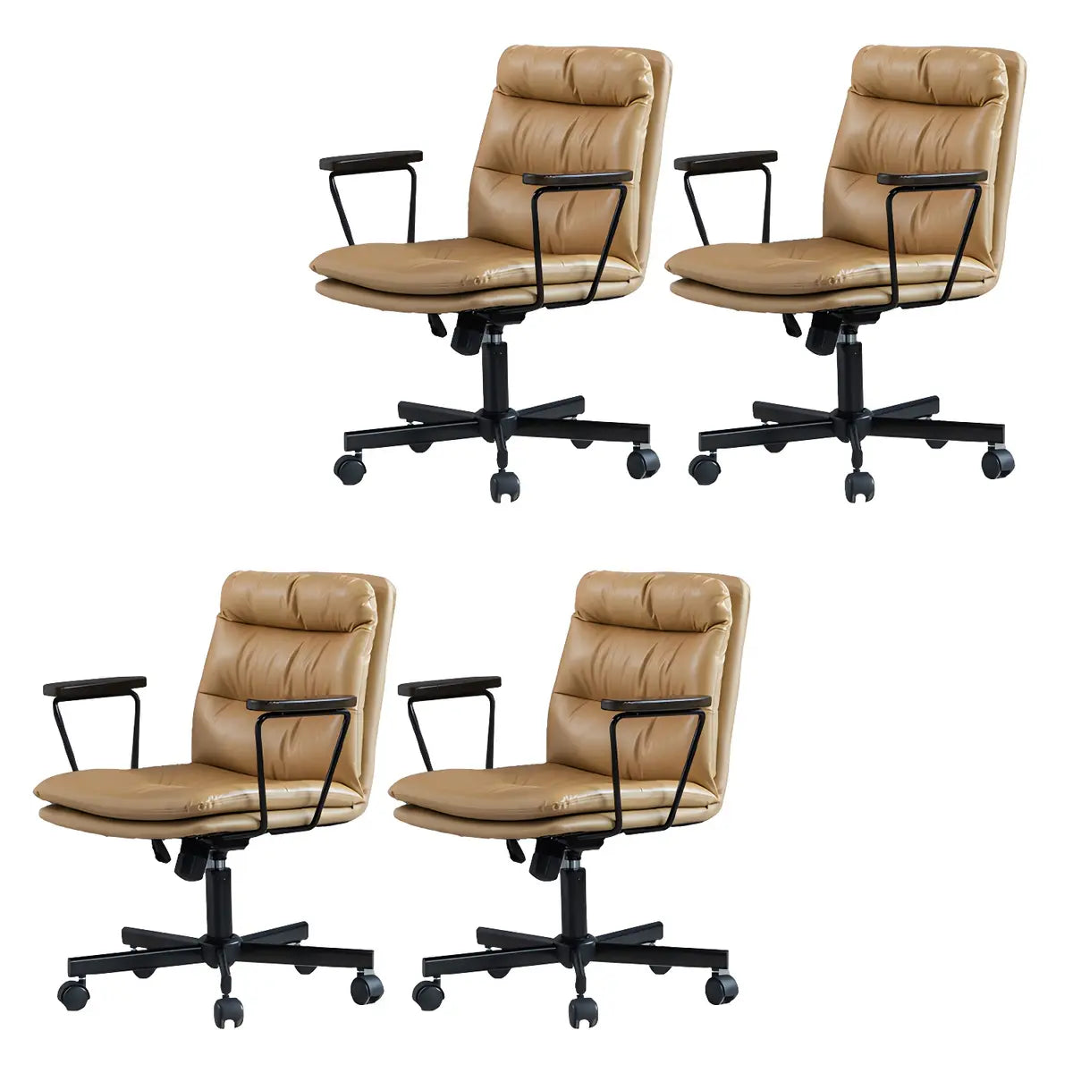 Classic Black Leather Adjustable Ergonomic Office Chair — 6 Piece Set / Grey / Casters Included