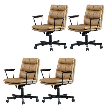 Classic Black Leather Adjustable Ergonomic Office Chair — 6 Piece Set / Grey / Casters Included