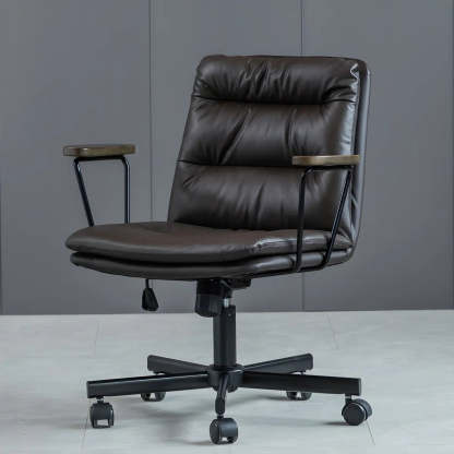 Classic Black Leather Adjustable Ergonomic Office Chair — 6 Piece Set / Khaki / Casters Not Included